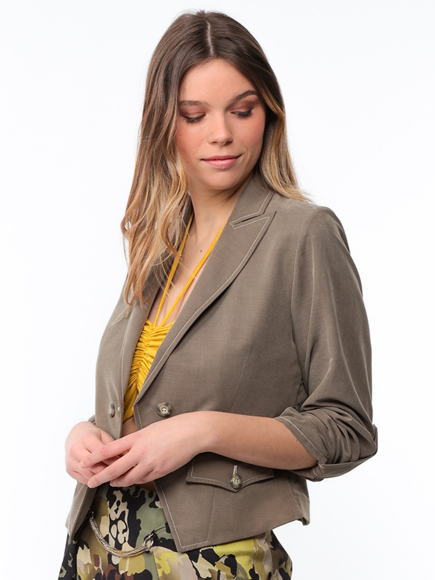 Casual chic stitched jacket in bronze cupro